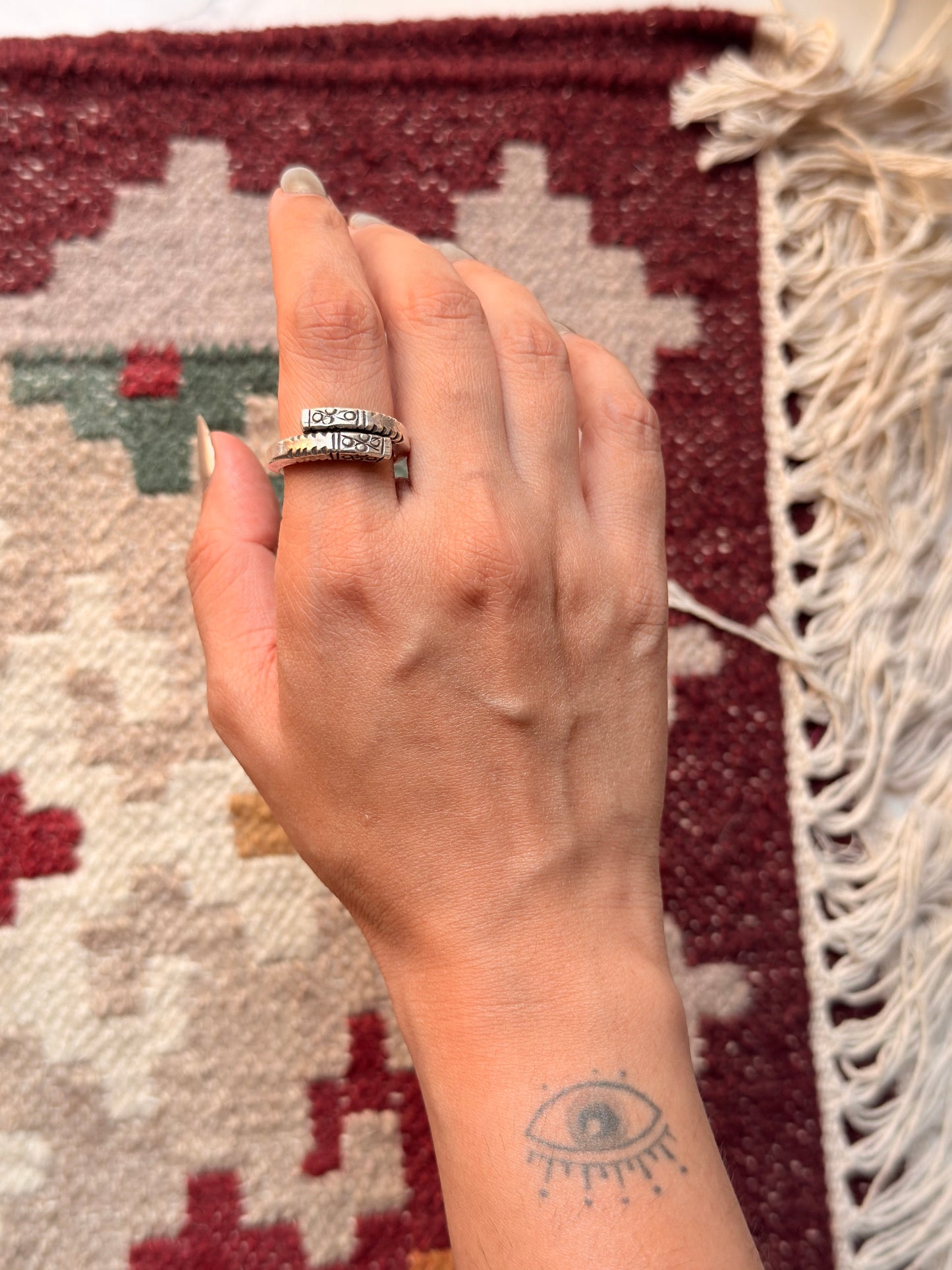 925 Sterling Silver Bohemian Hill Tribe Handcrafted Adjustable Ring