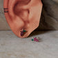 925 Sterling Silver Lab Grown Ruby and Green Onyx Cute Grapes Earrings
