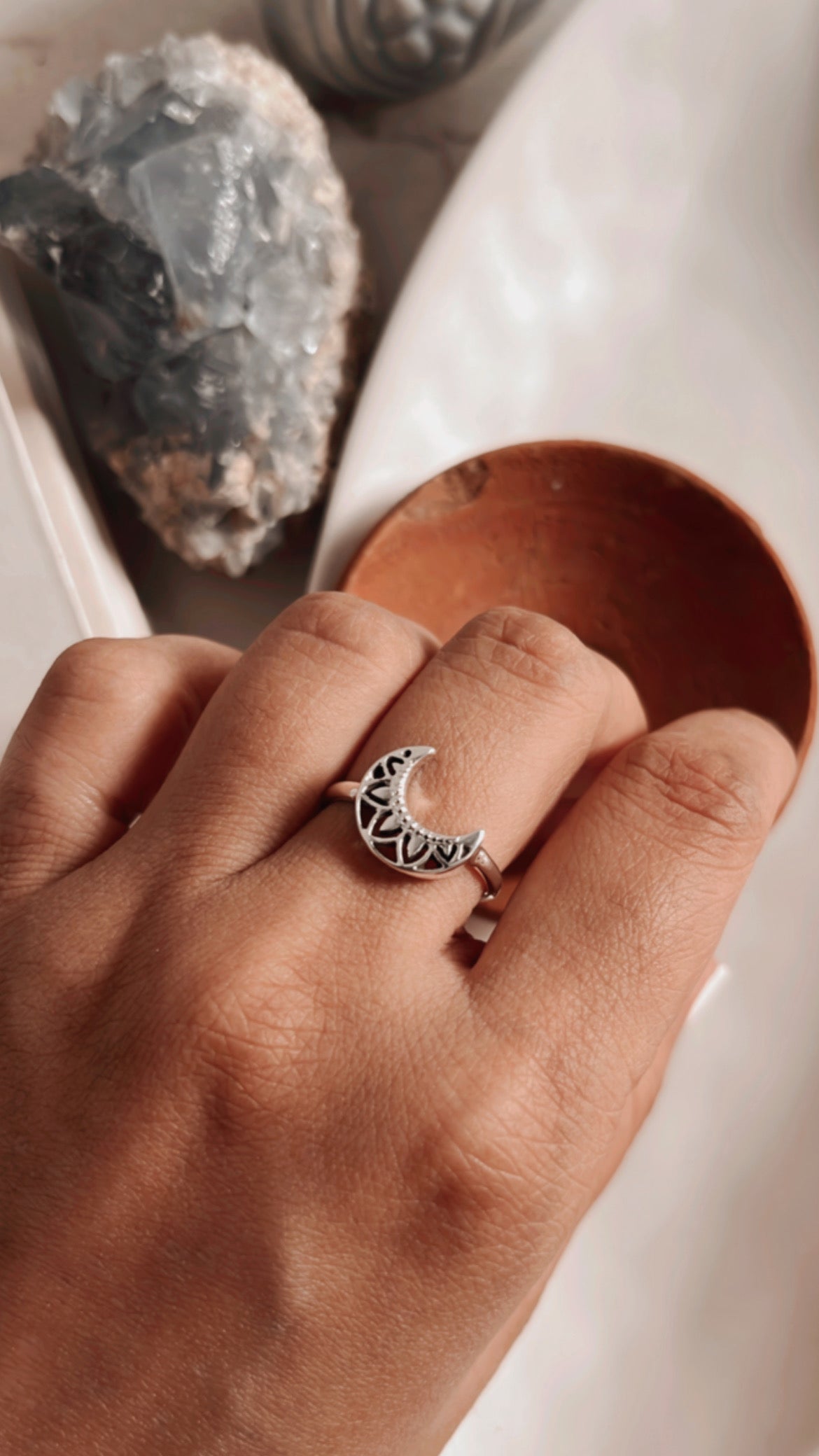 925 Sterling Silver Crescent Moon/ Boho Moon Ring – Tarakaya Silver
