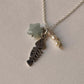 925 Sterling Silver Aquamarine Star, Fresh Water Pearls & Fish Bone Charm Handcrafted Necklace
