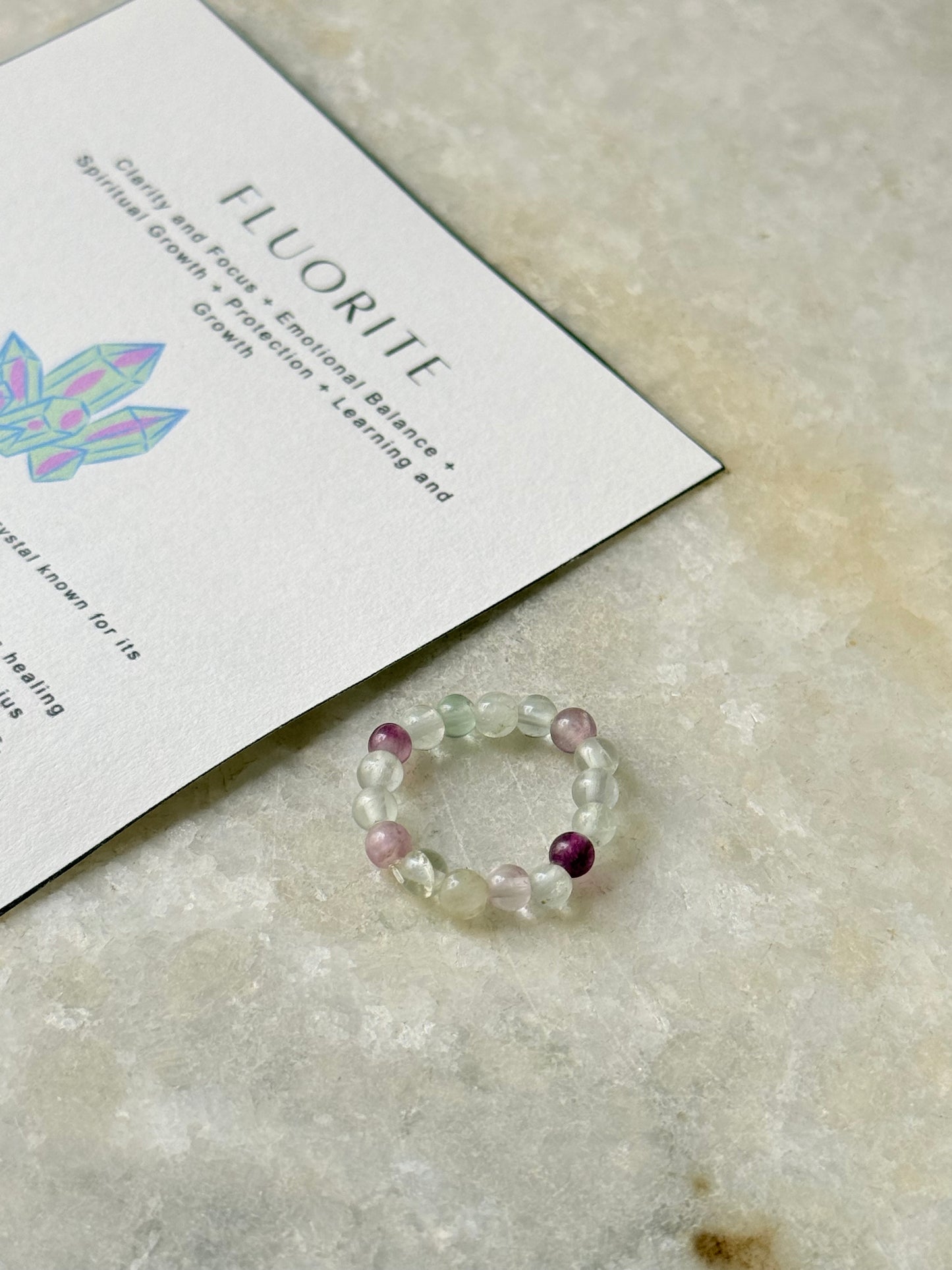 Natural Crystal Fluorite 4mm Stretchy Rings