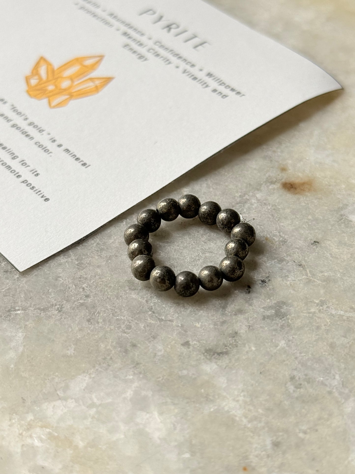Natural Crystal Pyrite 4mm Stretchy Rings