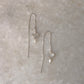 925 Sterling Silver Grey Moonstone Heart with Pearl Threader Earrings