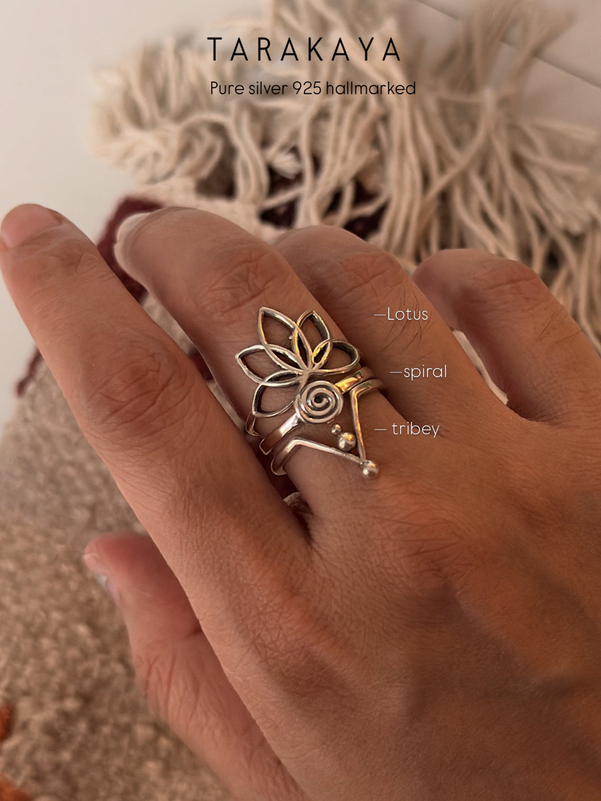 925 Sterling Silver Lotus Ring