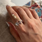 Moon Flower Holder Silver Ring with Delicate Floral and Celestial Design