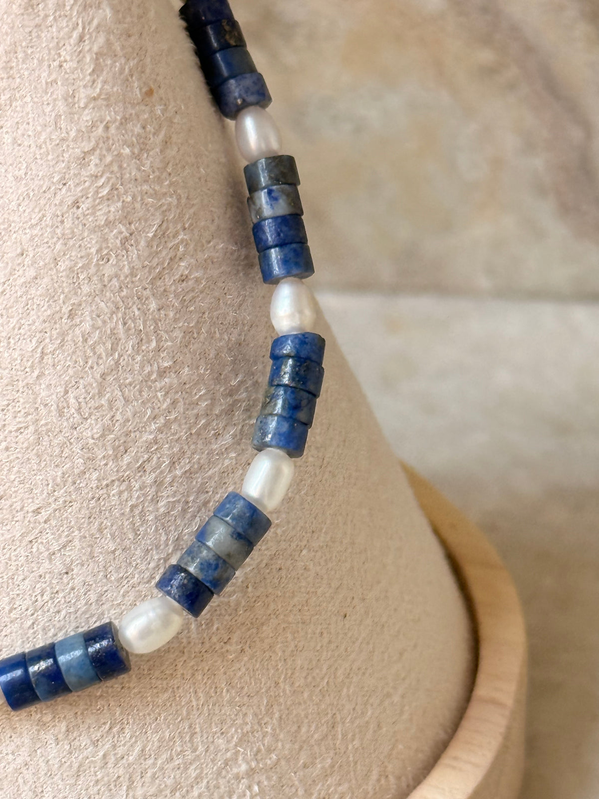 925 Sterling Silver Lapis Lazuli Flat Tube Crystal Fresh Water Pearls Bracelet