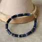 925 Sterling Silver Lapis Lazuli Flat Tube Crystal Silver Balls Bracelet