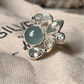925 silver ring with a stone aquamarine and blue topaz cluster