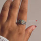 Charming vintage motif opal ring in sterling silver