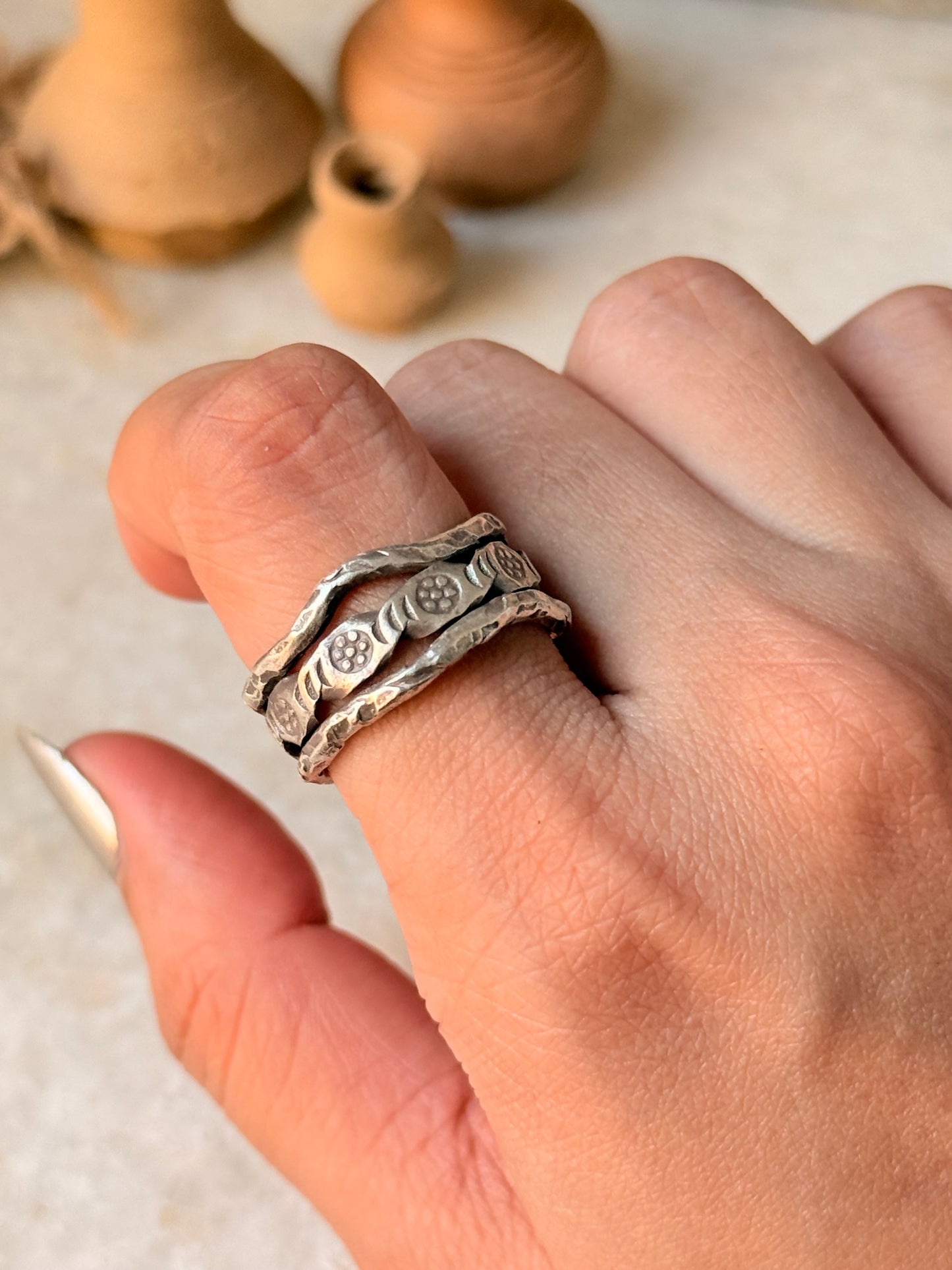 925 Sterling Silver Bohemian Hill Tribe Handcrafted Adjustable Ring
