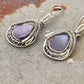 925 Sterling Silver Purple Geode Shiney Wire Wrap Gothic Handcrafted Hook Earrings