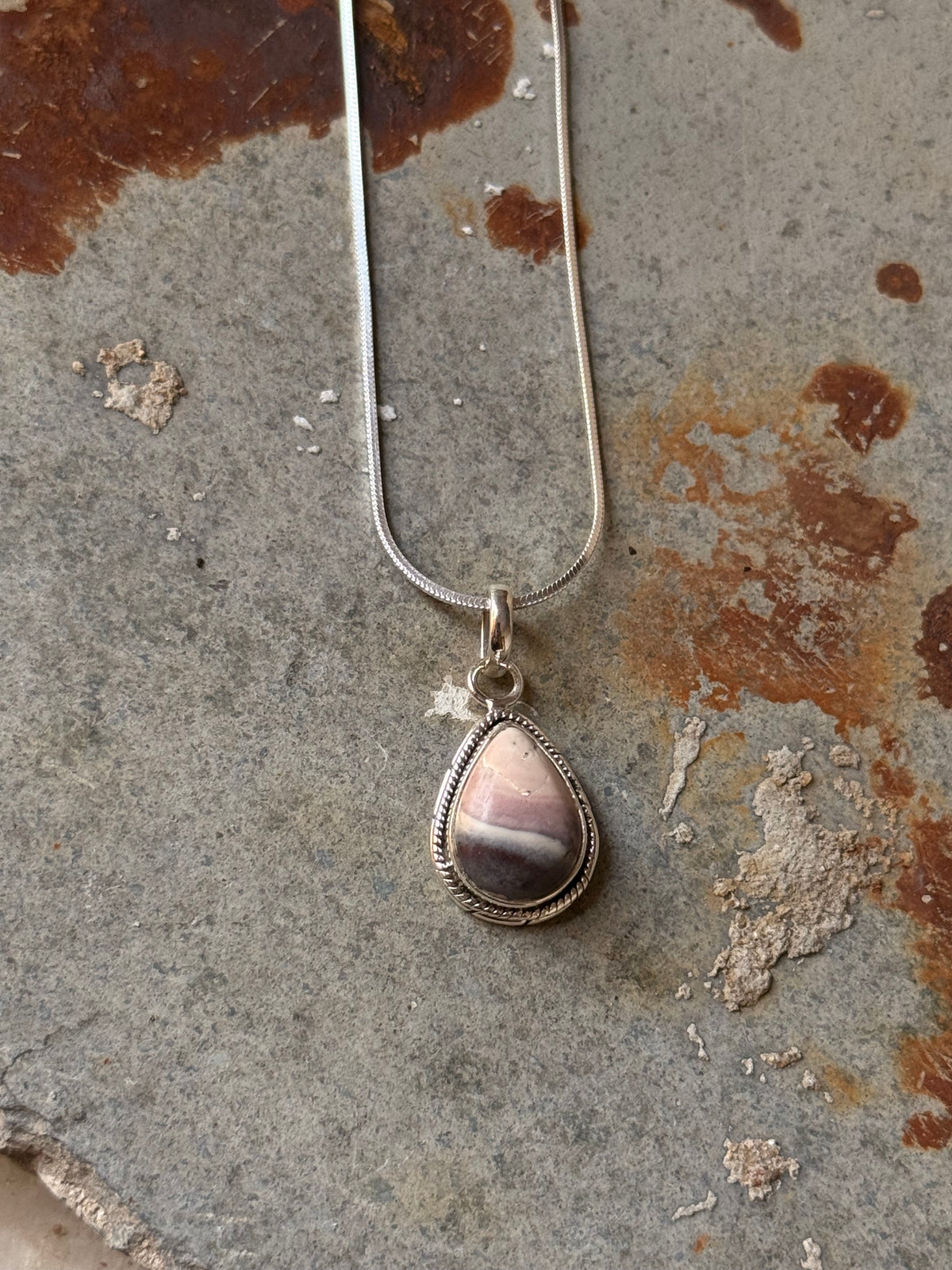 925 Sterling Silver Jasper Pear Pendant