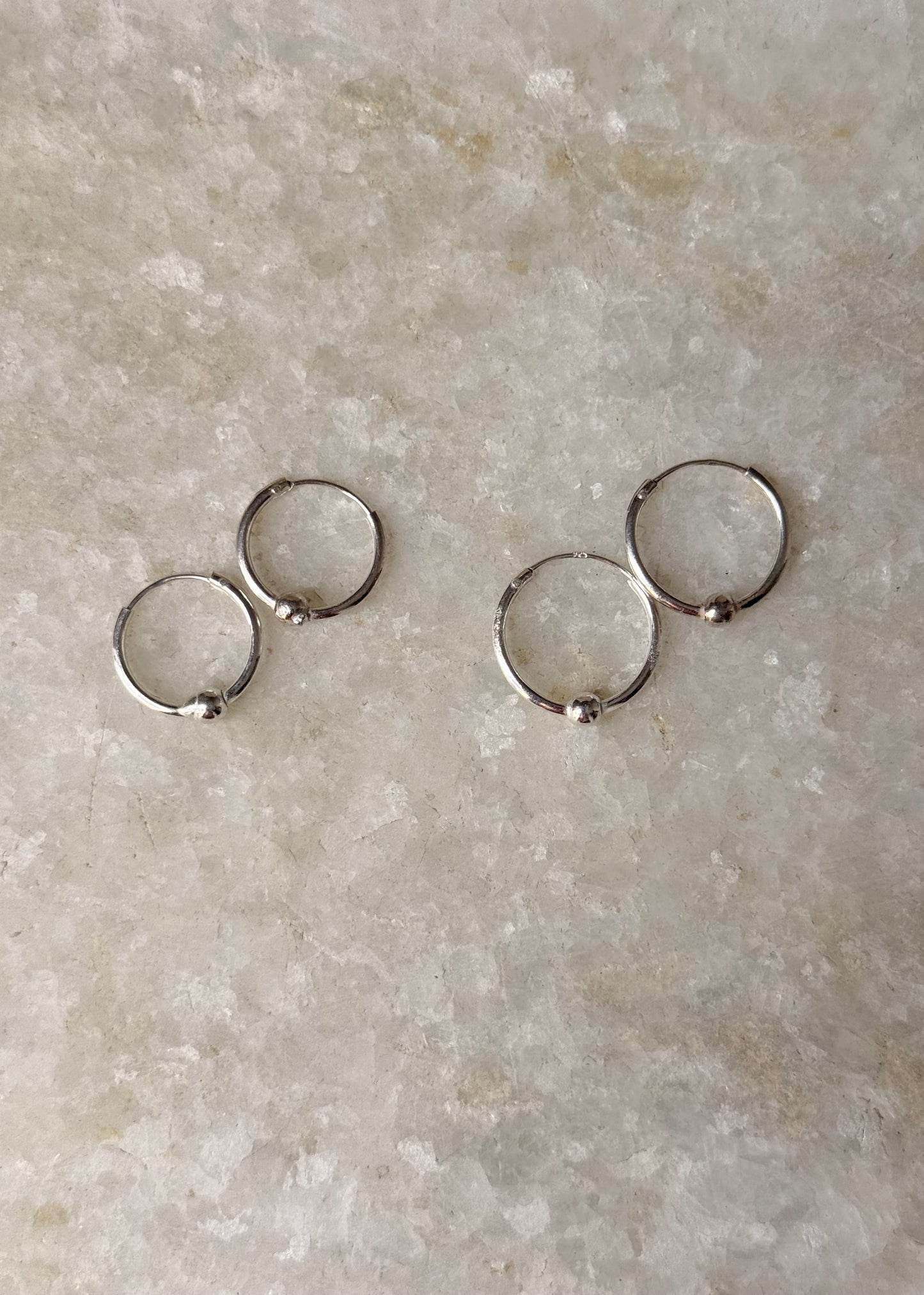 925 Sterling Silver Plain Ball Hoops