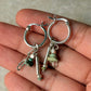 925 Sterling Silver Turquoise Beads, Silver Beads , Paper Clip Chain Hangings Removable Charms Self Designed Handcrafted Italian Hoops Earrings