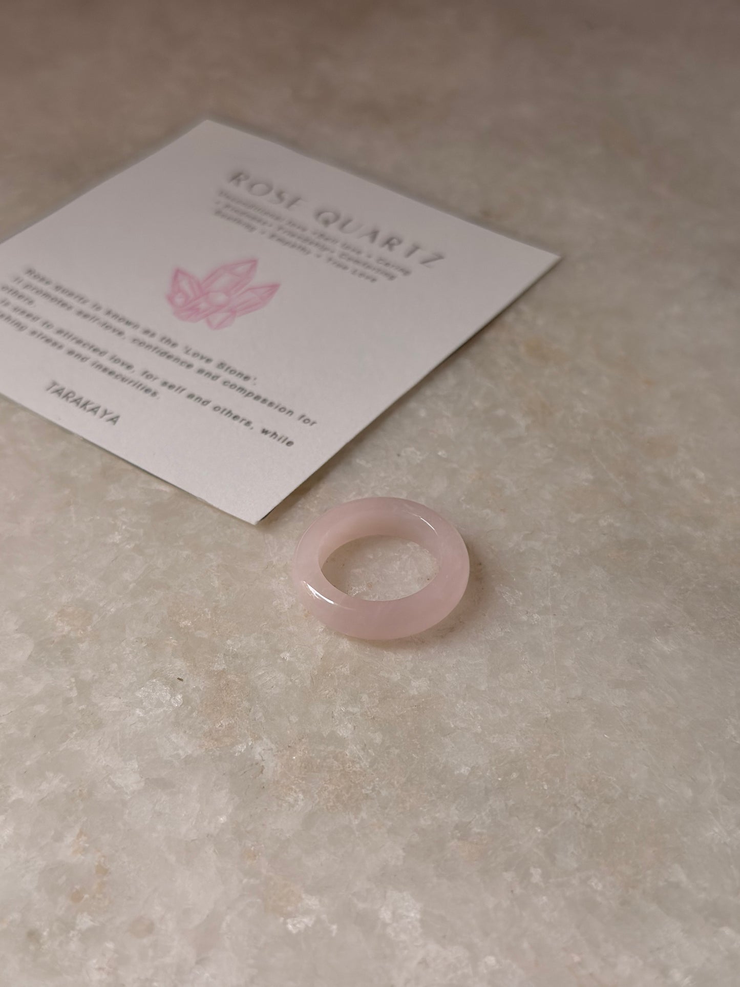 Natural Crystal Rose Quartz Dark Shade Band Ring