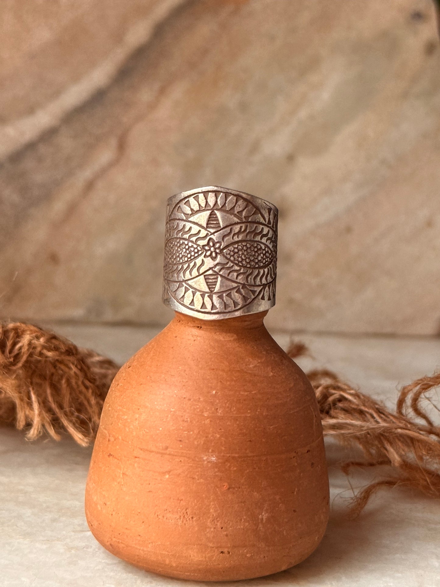 925 Sterling Silver Bohemian Imported Handcrafted Tribal Anant Mandala 2 Adjustable Ring