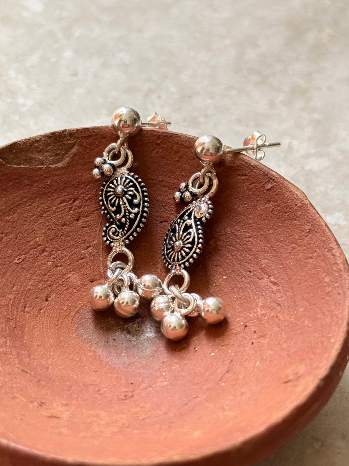 925 Sterling Silver Handcrafted Tribal Rawa Paisley Mix & Match Mandali Earrings