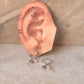 925 Sterling Silver Rose Quartz, Rose Beads & Pearl Italian Hoops