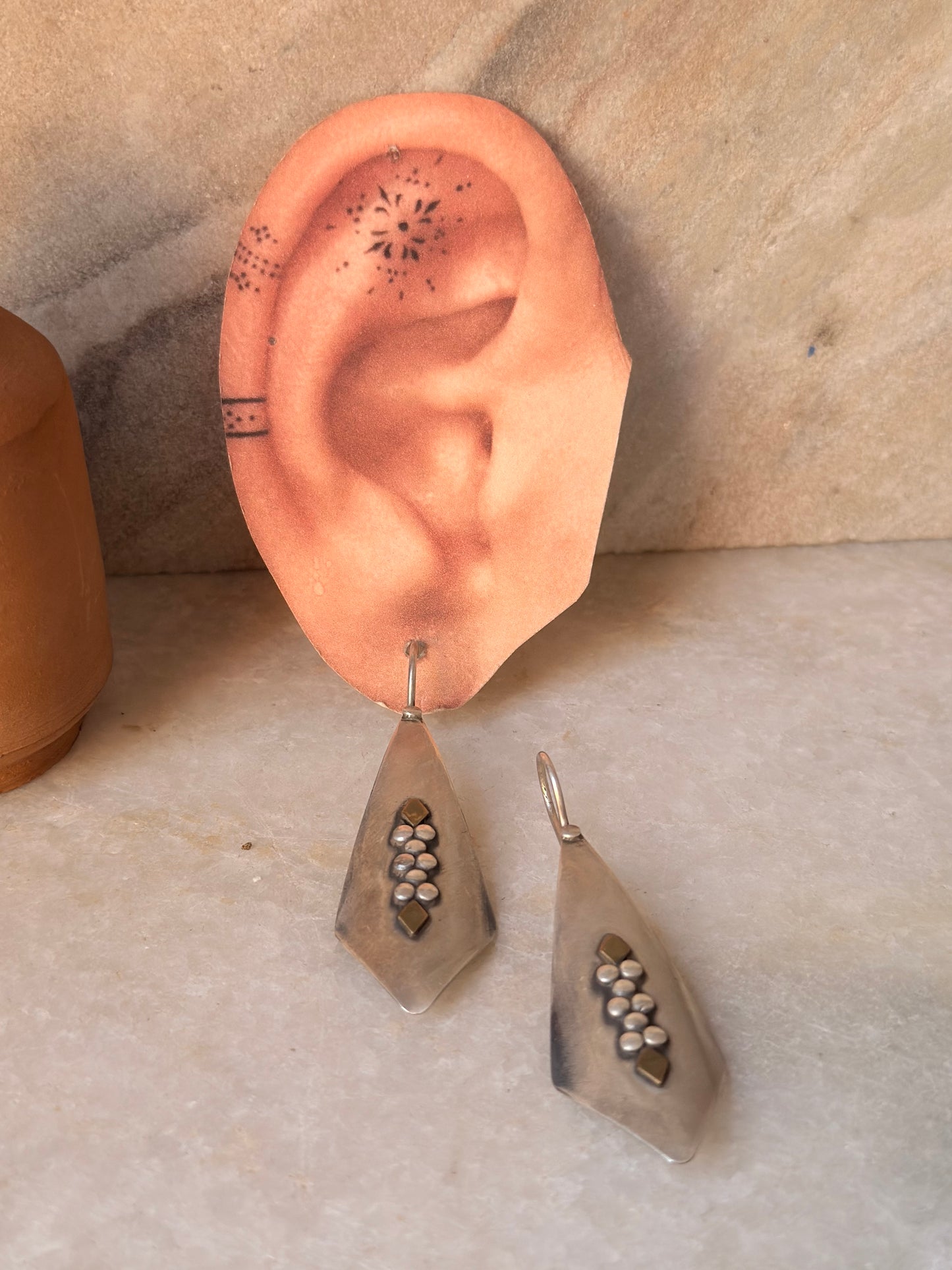 925 Sterling Silver Tribal Hill Tribe Handcrafted Rawa Hook Earrings