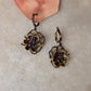 925 Sterling Silver Amethyst, Tanzanite & Topaz Black Rhodium Gold Plating Earrings