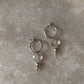 925 Sterling Silver Clear Quartz Heart, Balls Italian Hoops