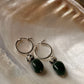925 Sterling Silver Green Aventurine & Dalmation Jasper Hoops Earrings
