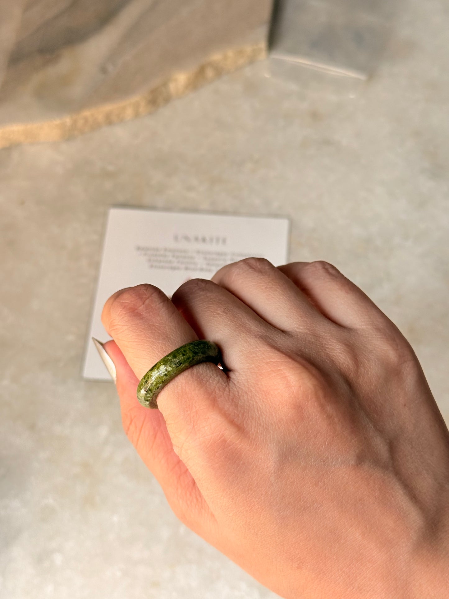 Natural Crystal Unakite Band Ring