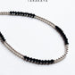 Black Spinel & Silver Balls Handcrafted Stackable Sterling Silver 925 Bracelet