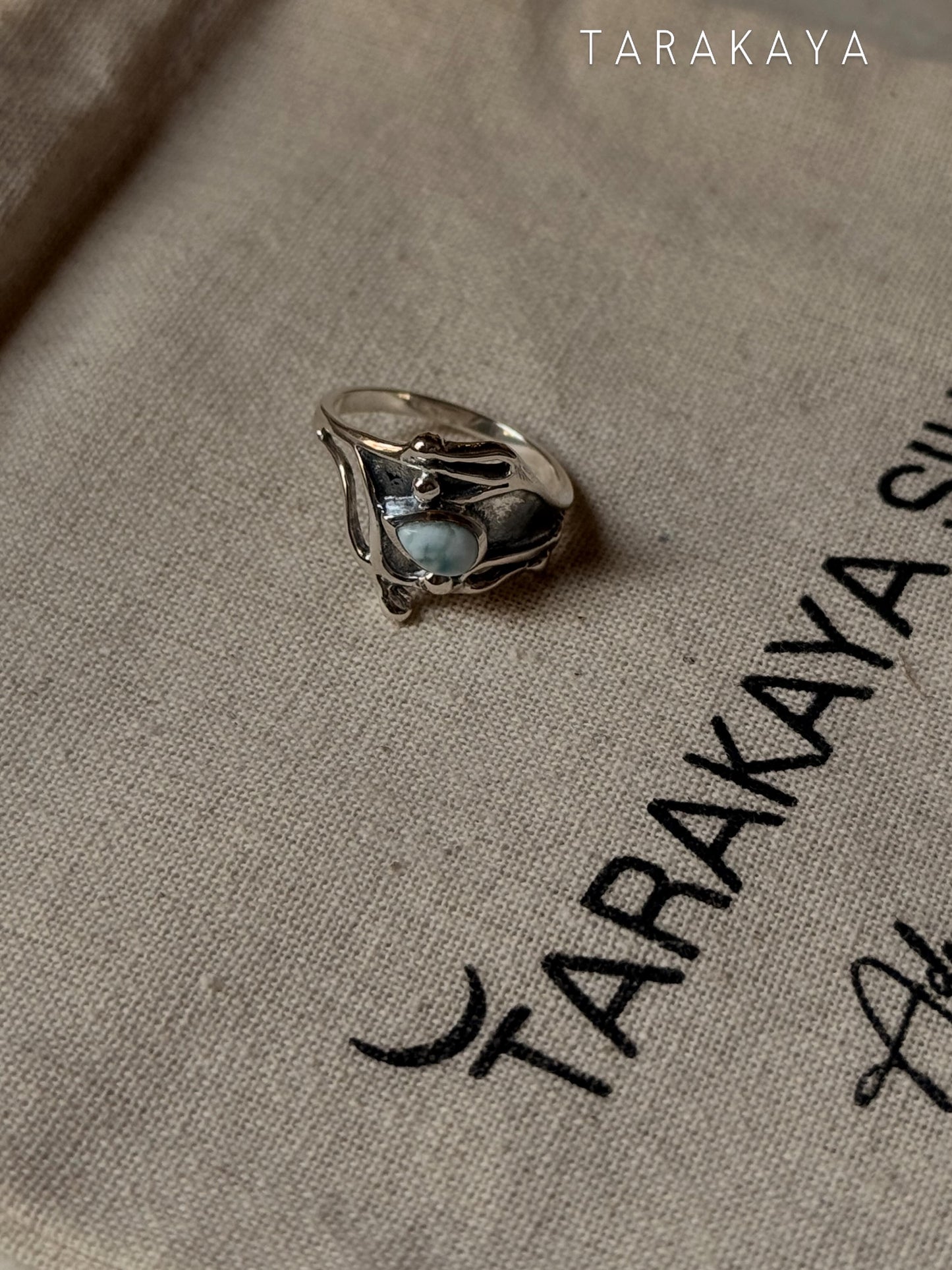 925 Sterling Silver New Larimar Molten Drip Ring