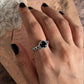 Black Onyx Silver Ring with Heart Motif