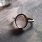 Rose quartz oval plain silver ring with minimalist design