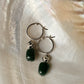 925 Sterling Silver Green Aventurine & Dalmation Jasper Hoops Earrings
