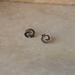 925 Sterling Silver Antique Plain Oxidised Boho Studs Earrings