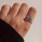 Elegant horizontal tortoise ring in sterling silver