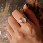 Simple and timeless rose quartz oval silver ring