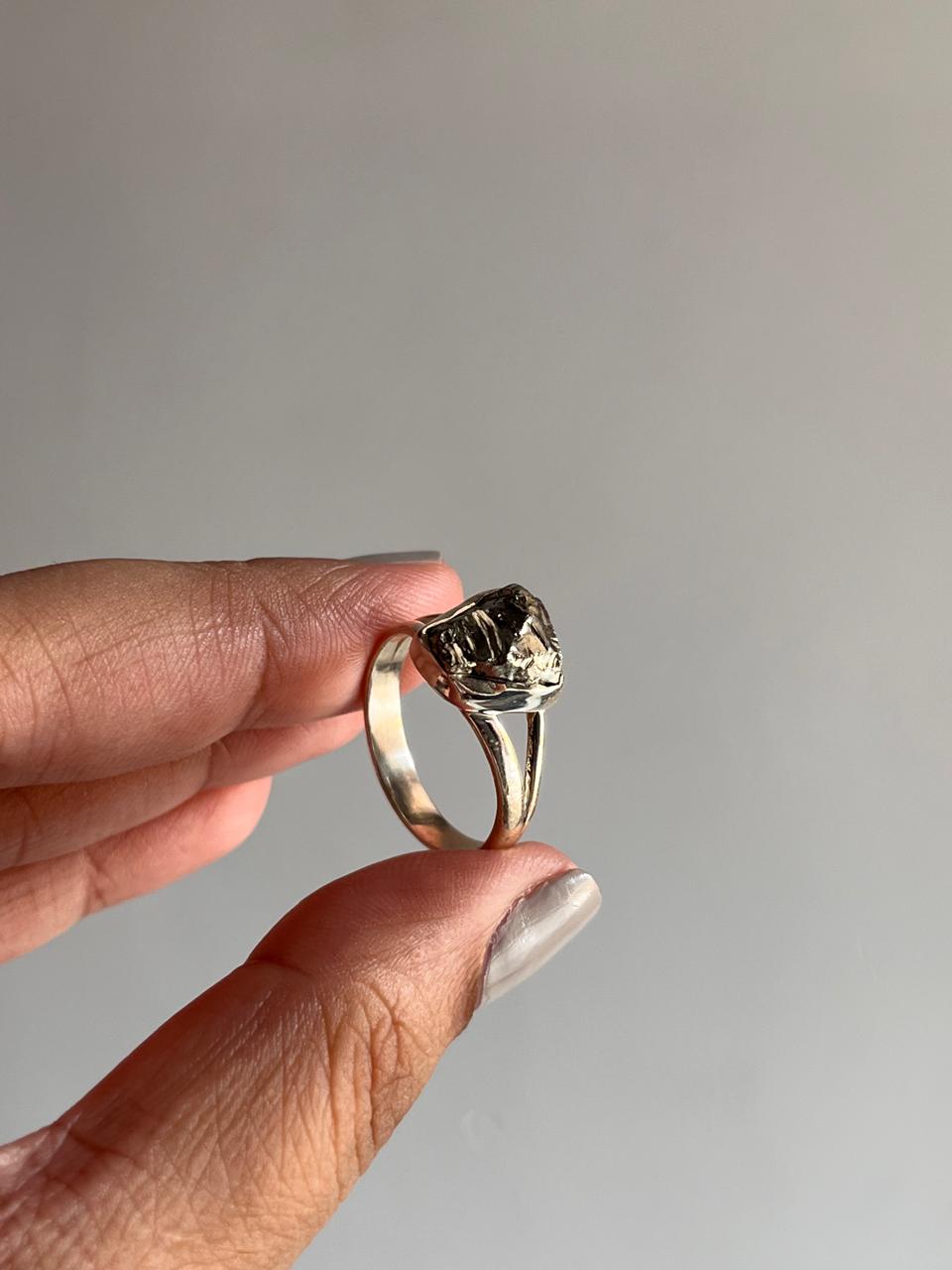 Pyrite Crystal Uncut Ring in Sterling Silver