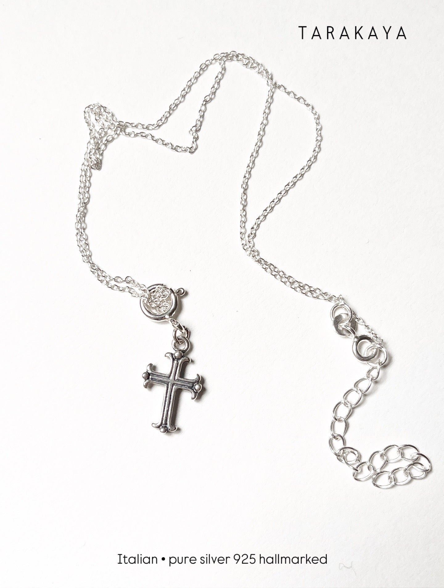 Vintage Italian Small Cross 925 Sterling Silver Pendant /Charm