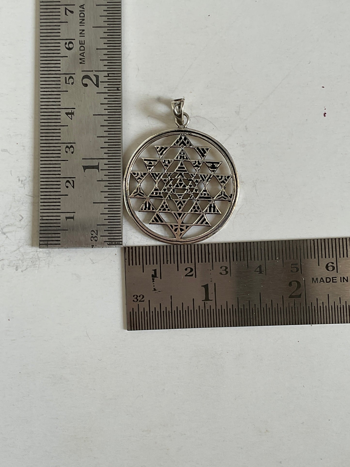Big Round Shree Yantra 925 Sterling Silver Pendant