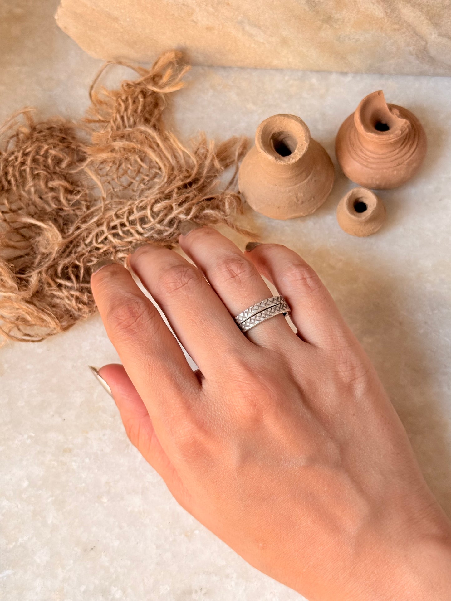 925 Sterling Silver Bohemian Hill Tribe Handcrafted Adjustable Ring