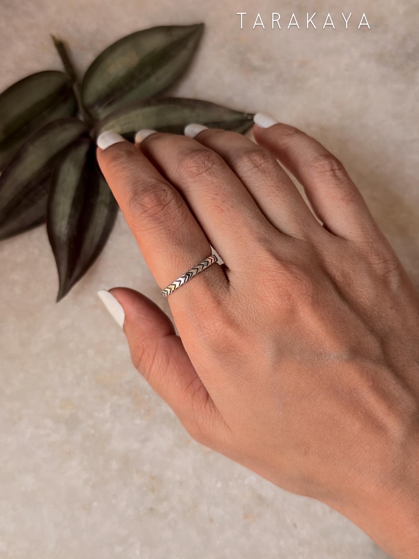 925 Sterling Silver V Engraved Tribal Boho Stackable Daily Wear Ring