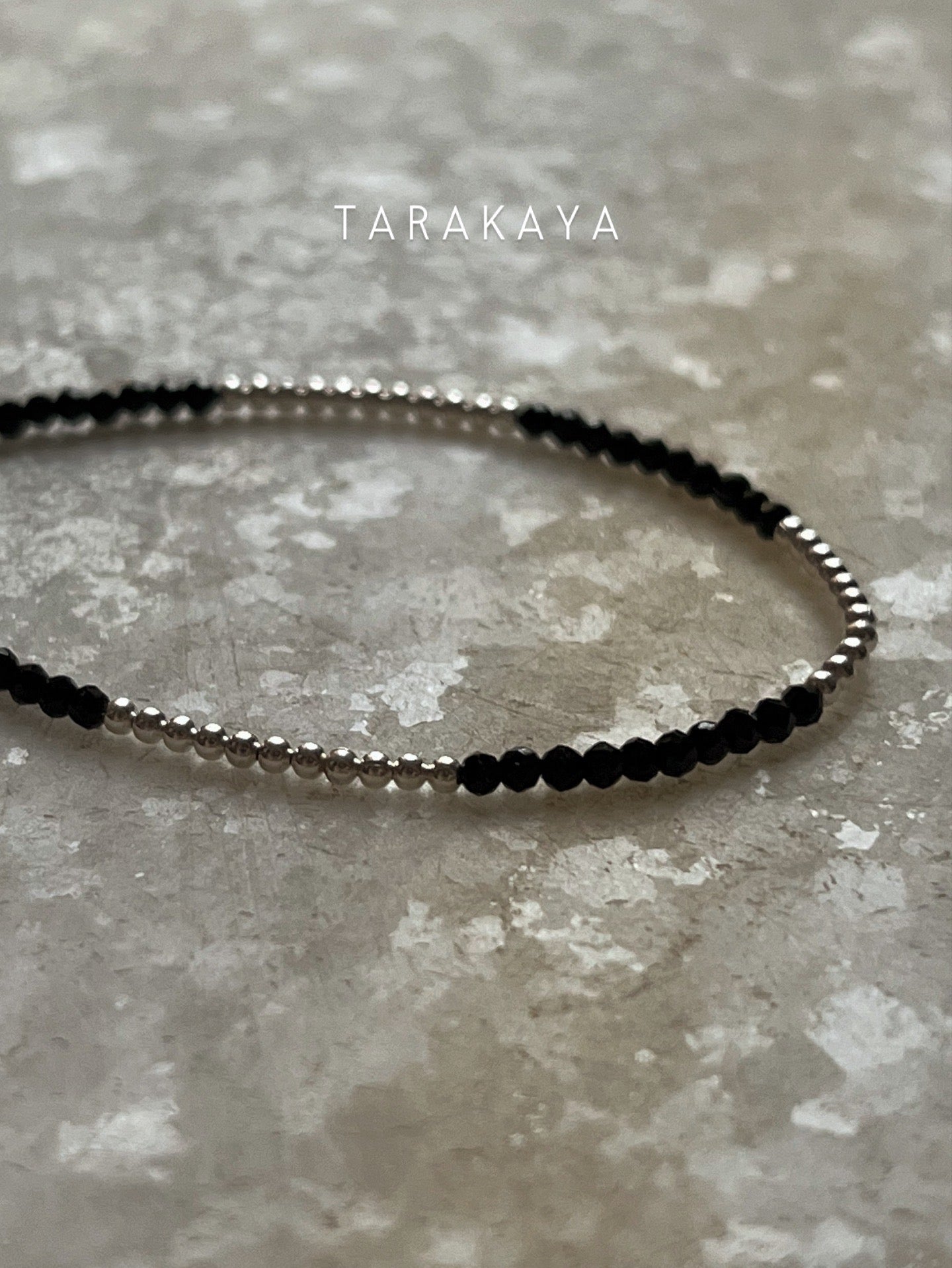 Black Spinel & Silver Balls Handcrafted Stackable Sterling Silver 925 Bracelet