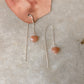 925 Sterling Silver Peach Moonstone Heart Threader/Sui Dhaga Earrings