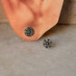 925 Sterling Silver Antique Plain Oxidised Boho Studs Earrings