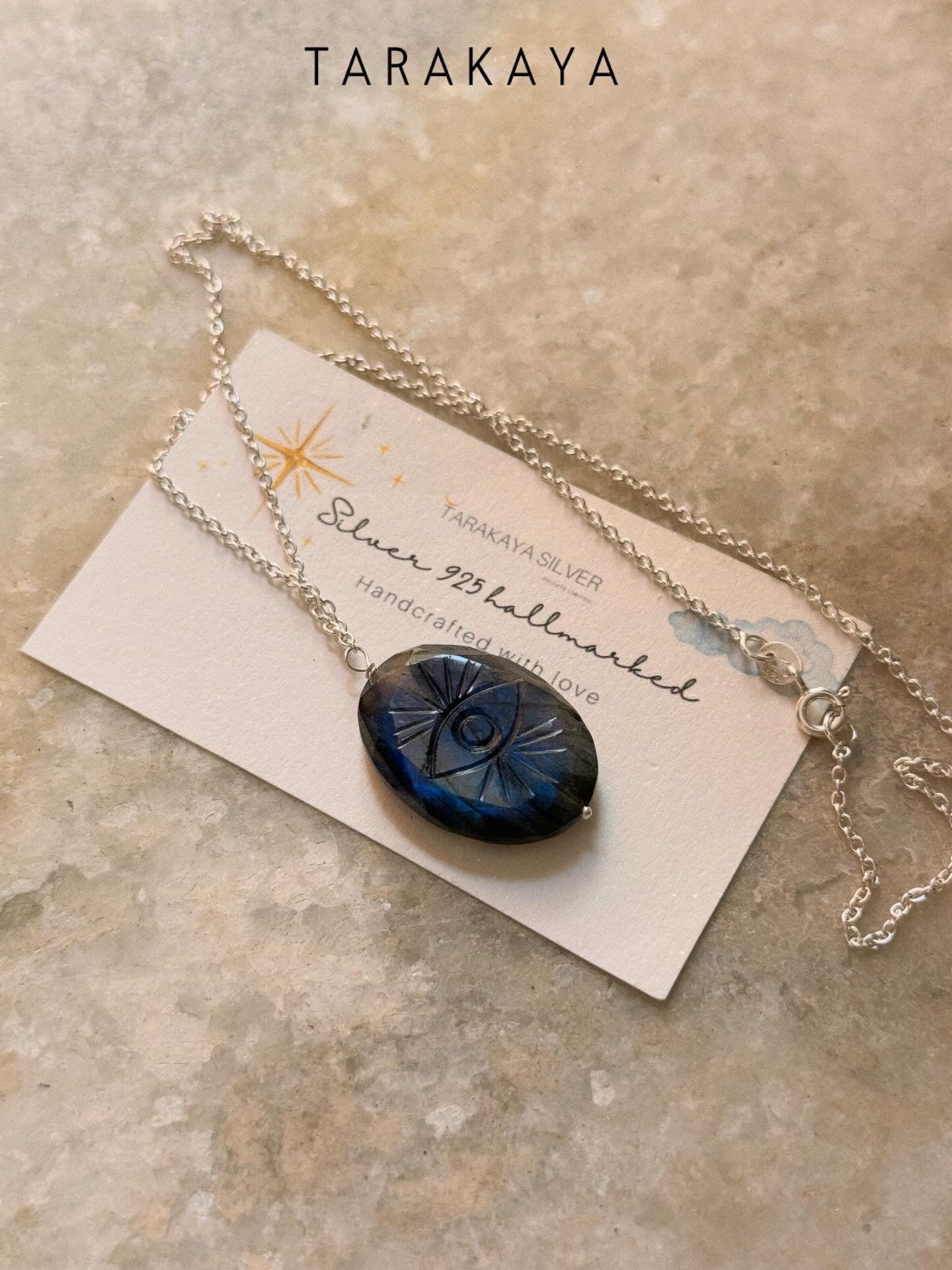 925 Sterling Silver Labradorite Evil Eye Handcrafted Necklace