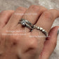 925 Sterling Silver Vintage Motif Cz Solitaire Stack Band Ring