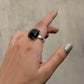 925 Sterling Silver Black Onyx Square Prong Setting Contemporary Style Ring