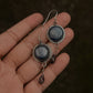 925 Sterling Silver Round Kyanite & Iolite Drop Gothic Rustic Hook