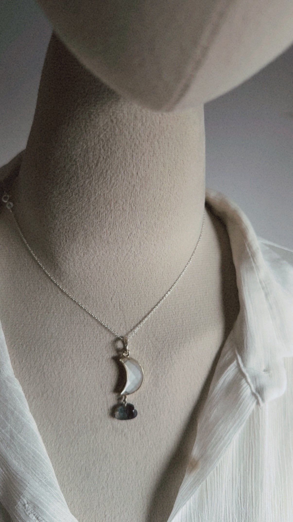 Moonstone Moon Fluorite Cloud 925 Sterling Silver Pendant