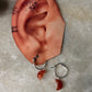925 Sterling Silver Shiny Sunstone Crystal Moon Carved Charm Italian Hoops