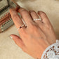 Natural Crystal Stretchy Shiny Basra Pearl & Garnet Silver Ball Rings